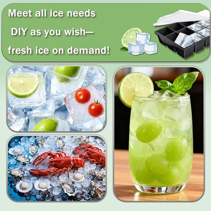 Ice Cube Trays for Freezer, 2 Pack Easy Release Slicone Ice Cube Tray - Image 7