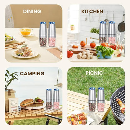 Gravity Electric Salt And Pepper Grinder Set, Automatic Salt And Pepper Grinder - Image 7
