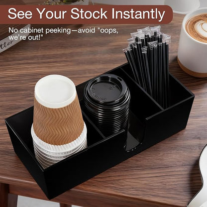 Acrylic Coffee Cup Holder for Countertop, 3 Slots Acrylic Coffee Bar - Image 4