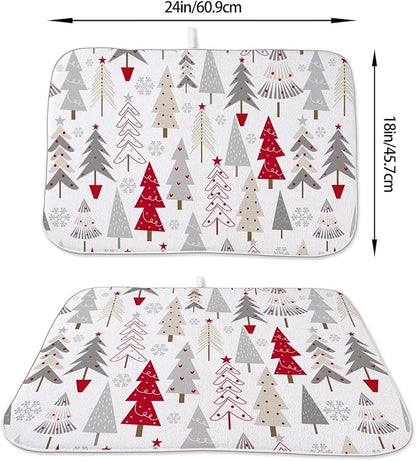 Christmas Decor Dish Drying Mat 18 x 24 inch Geometric Colorful Christmas Tree - Image 2