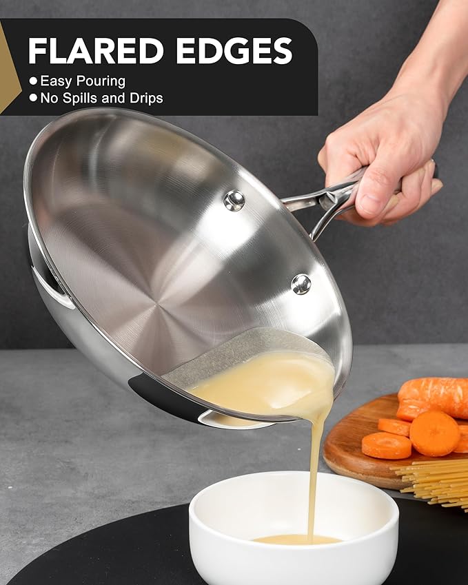MICHELANGELO Stainless Steel Frying Pan Set, Stainless Steel Skillet - Image 6