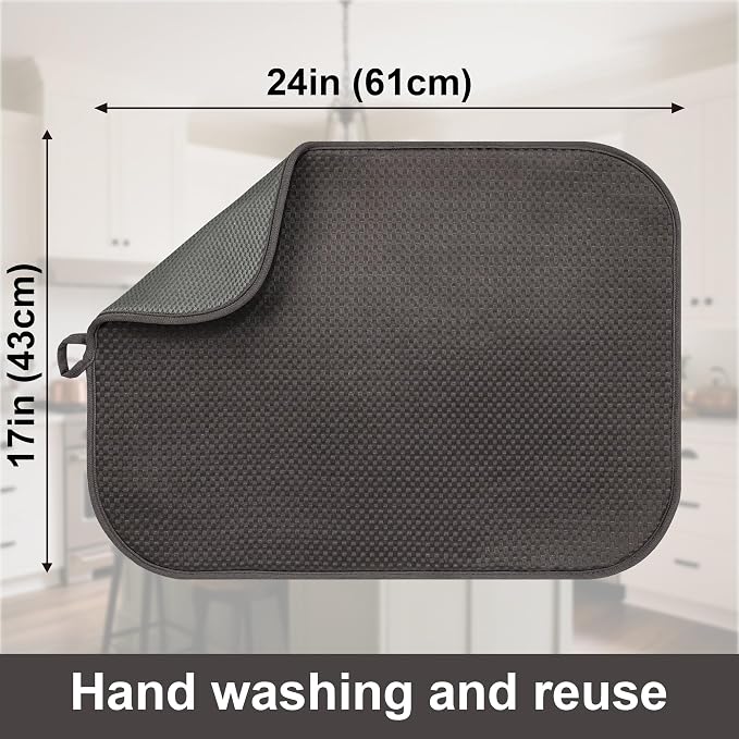 2-Pack Dish Drying Mat 18 x 24 inches – XL Drying Matt Kitchen Counter - Image 2
