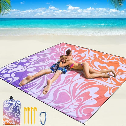 WIWIGO Beach Blanket Waterproof Sandproof Beach Mat 79" X 83"/10'x9'for 2-8 - Image 4