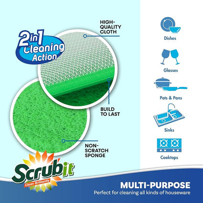 Scrub and Wipe Cleaning Pads – SCRUBIT Dual Sided Scouring Pad and Sponge - Image 3