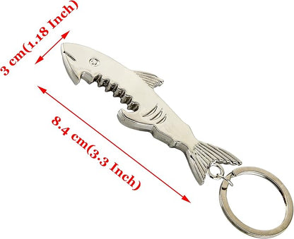 SWATOM Shark Keychain Bottle Opener 2PCS Beer Opener Tool Key Tag Chain Ring - Image 2