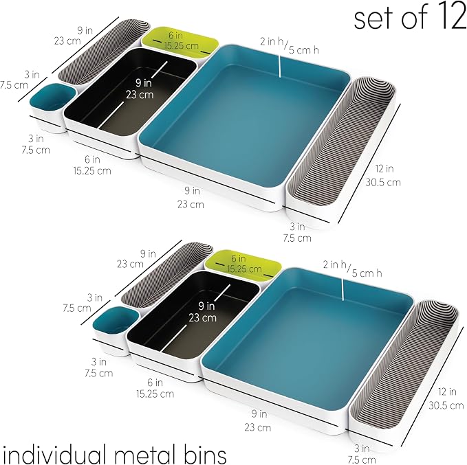 Three by Three Seattle 12 Piece Metal Organizer Tray Set - Image 4