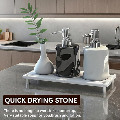 Quick Dry Sink Caddy Kitchen Sink Organizer, Water Absorbing Stone Tray - Image 6