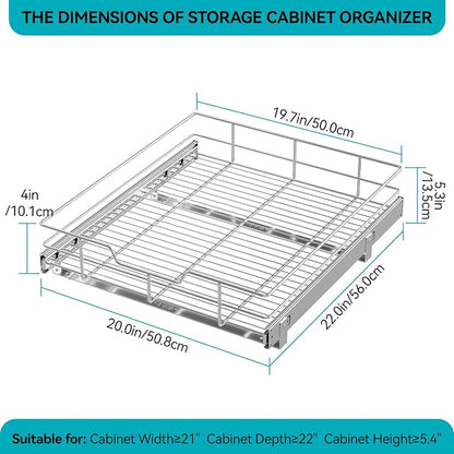 Pull Out Cabinet Organizer 20" W X 22" D, Slide Out Drawers - Image 2