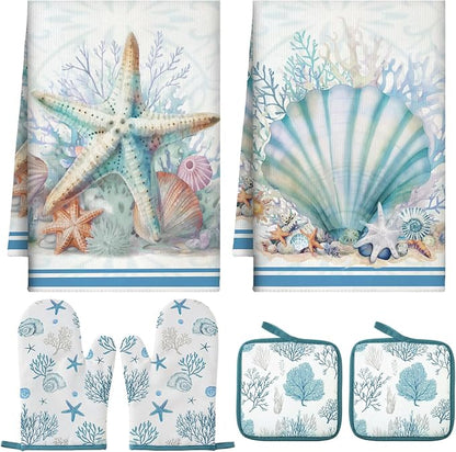 Jingmore 6 Pcs Kitchen Decor Set Accessorie Farmhouse Kitchen Towels Pot by Jingmore