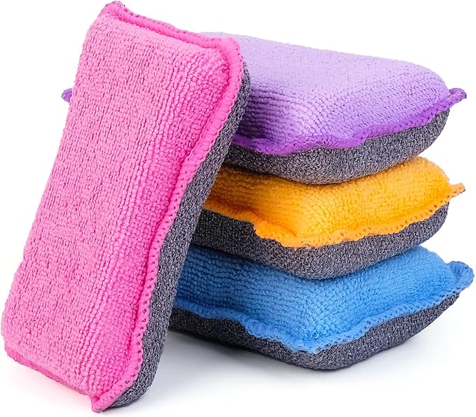 UPSTAR Kitchen Sponges for Dishes, Microfiber Cleaning Scrubber, Non-Scratch by UPSTAR