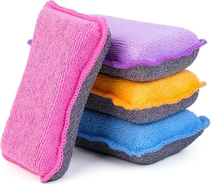 UPSTAR Kitchen Sponges for Dishes, Microfiber Cleaning Scrubber, Non-Scratch by UPSTAR
