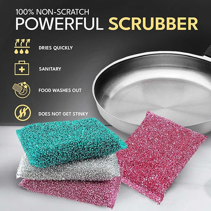 Dish Sponges for Kitchen Non-Scratch Scrub Sponges for Dishes, Stainless Steel - Image 3