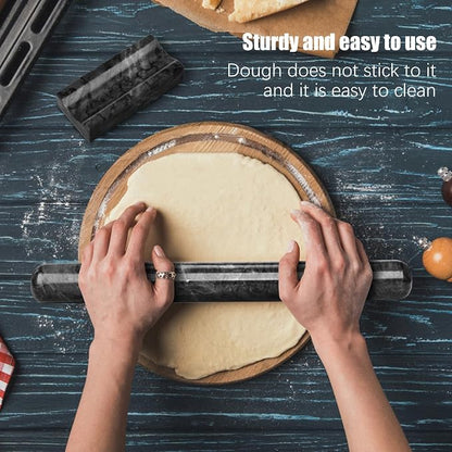 Marble Rolling Pin with Stand, 15.7" Black Stone French Heavy Polished Non - Image 6