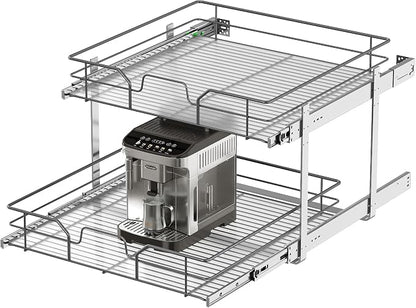 2-Tier Pull Out Cabinet Organizer, Soft Close Cabinet Slide Out Shelves by livethewayyoulike