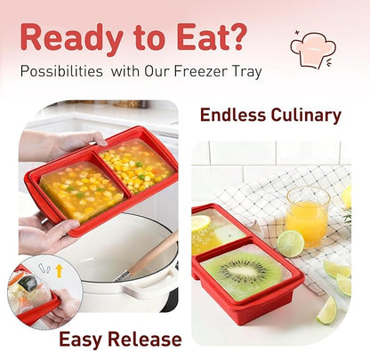 Silicone Freezer Tray with Lid Soup Freezer Container Molds with Steel - Image 5