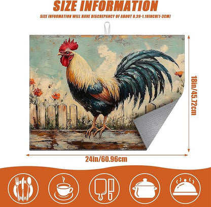 Vintage Rooster Dish Drying Mat - Image 2
