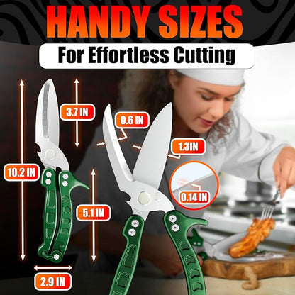 Heavy Duty Poultry Shears – Kitchen Shears Dishwasher Safe, Spring-Loaded - Image 2