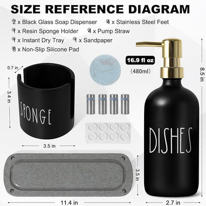 Kitchen Soap Dispenser Set, 16.9 fl oz Hand and Dish Soap Dispensers - Image 2