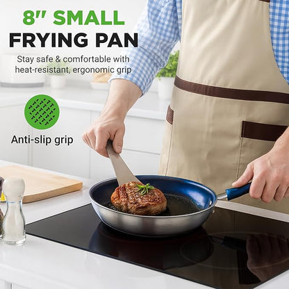 NutriChef 8" Fry Pan With Lid - Image 7