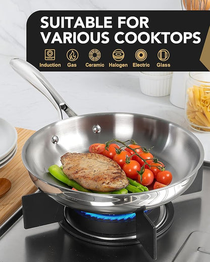 MICHELANGELO Stainless Steel Frying Pan Set, Stainless Steel Skillet - Image 5
