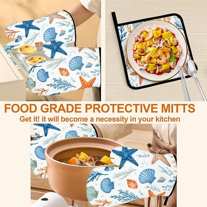 Starfish Shell Pattern Oven Gloves and Hot Pads Set - Image 5