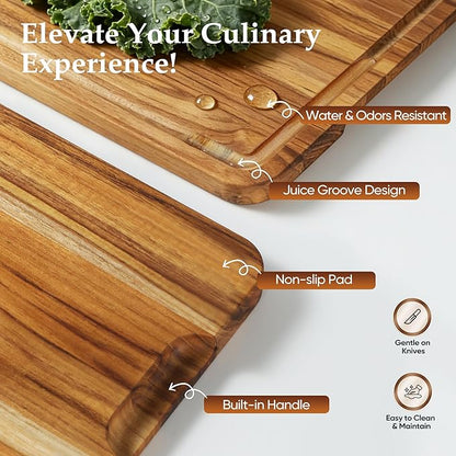 XXLarge Teak Cutting Board Non Toxic Wood Chopping Board Wooden Bamboo - Image 6