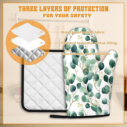 Eucalyptus Leaf Oven Mitts and Pot Holders Set - Image 3