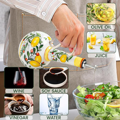 Ceramic Olive Oil Dispenser Bottle – 18.3 oz Oil Cruet - Image 3