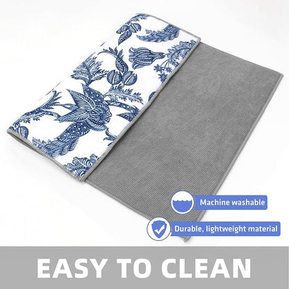 Dish Drying Mat Floral Print Microfiber kitchen drying mat, 20x15 inches - Image 4