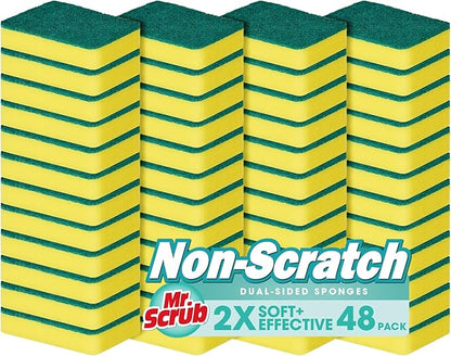 Mr. Scrub Sponges Kitchen Scrub Dish Sponge Scouring Pad, 48 Pack Cleaning by MrScrubCleaninghelpers