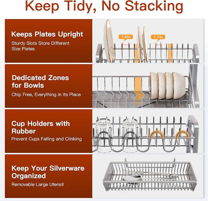 2 Tier Dish Drainer Drying Rack - Image 7