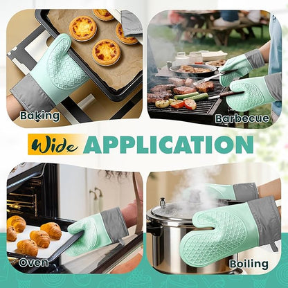 Silicone Oven Mitts, Waterproof Non Slip Grip Oven Gloves - Image 7