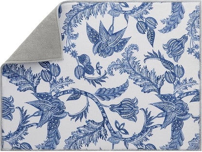 Dish Drying Mat Floral Print Microfiber kitchen drying mat, 20x15 inches by FullBeDare