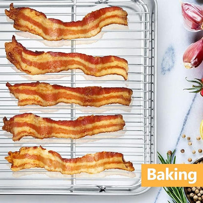 Baking Cooling Rack Set of 2, E-far 16.5"x11.5" Stainless Steel Metal Roasting - Image 4