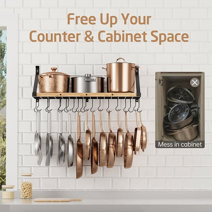 KES Pot Rack Wall Mounted 34 Inch, Pot and Pan Hanging Rack - Image 5