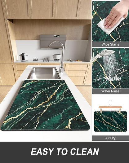 Rnivvi Dish Drying Mat for Kitchen Counter, 12 x 19" Cute Marble Super - Image 6
