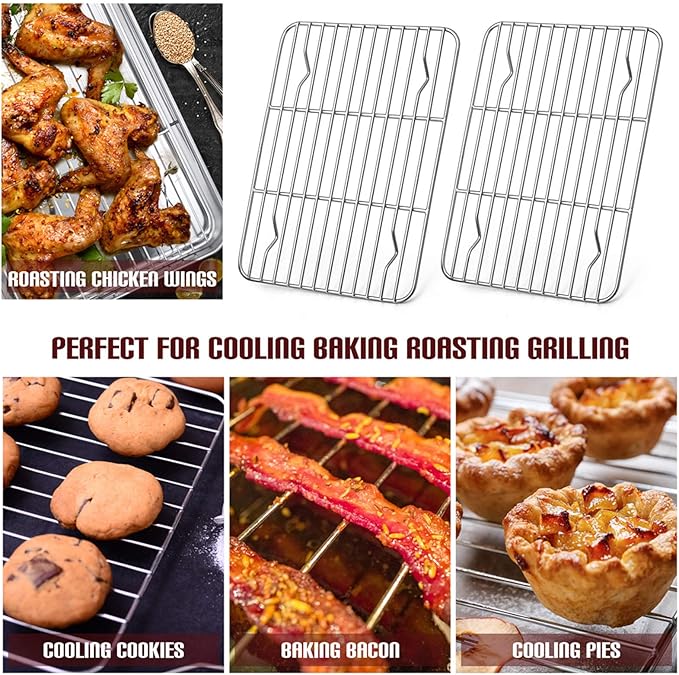 E-far Small Baking Rack Set of 2, Stainless Steel Metal Roasting Cooking Racks - Image 7