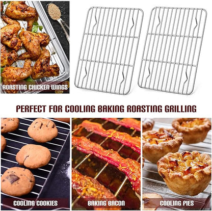 E-far Small Baking Rack Set of 2, Stainless Steel Metal Roasting Cooking Racks - Image 7