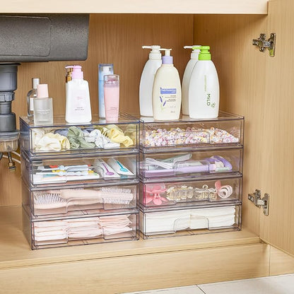 Vtopmart 12.1''W Clear Stackable Storage Drawers, 2 Pack Acrylic Plastic - Image 9