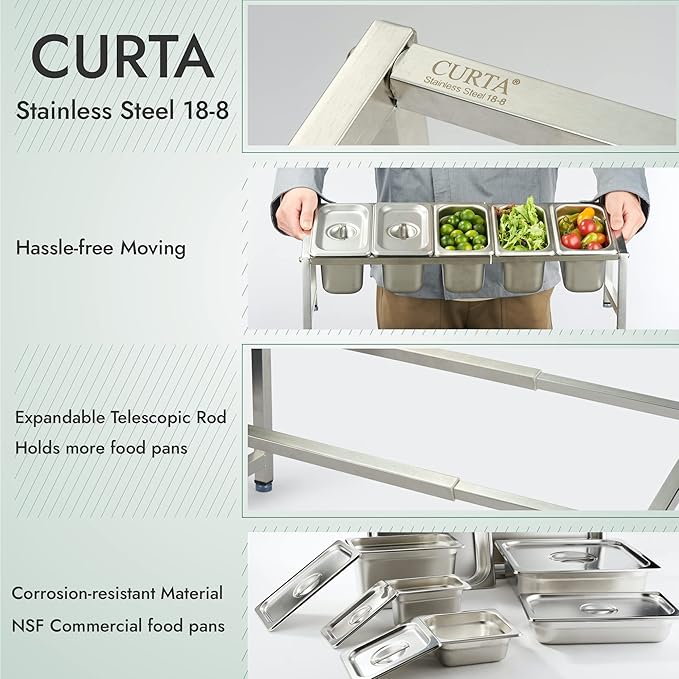 CURTA Expandable 18/8 Stainless Steel Spice Rack Set, NSF Certified, 1-Tier - Image 3