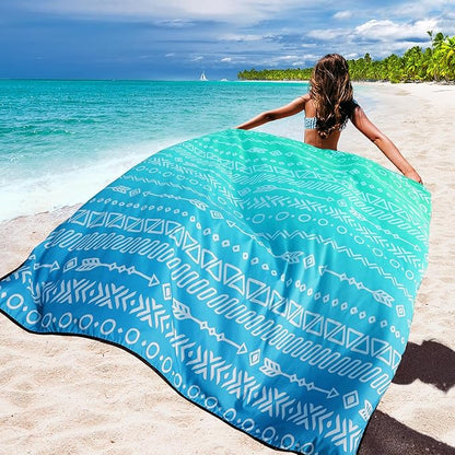 WIWIGO Beach Blanket Waterproof Sandproof Beach Mat 79" X 83"/10'x9'for 2-8 - Image 4