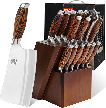 MSY BIGSUNNY Knife Block Set 17-piece Knife Set by MSYBIGSUNNY