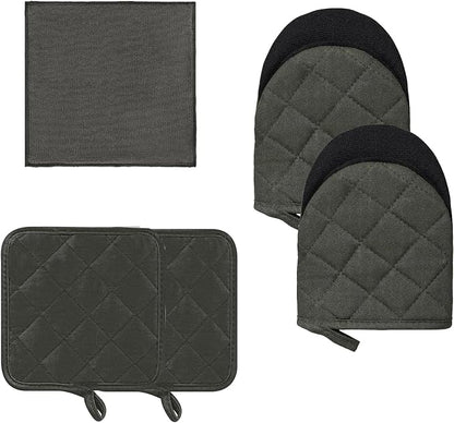 Kitchen Set Pack Of 5, Oven Mitts Pot Holders Pad And Towel Set, Heat Resistant by GOLDMEET