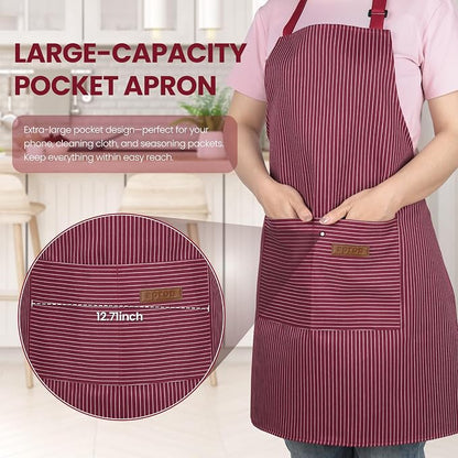 Serrenf 2 Pack Apron, Cooking Kitchen Aprons, Adjustable Bib Apron - Image 2