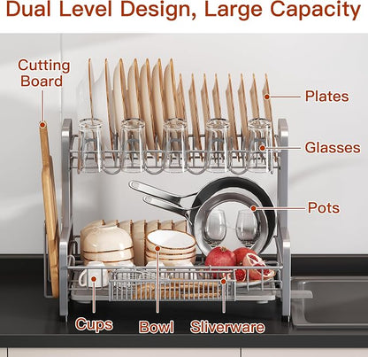 2 Tier Dish Drainer Drying Rack - Image 3