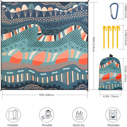 WIWIGO Beach Blanket Waterproof Sandproof Beach Mat 79" X 83"/10'x9'for 2-8 - Image 2