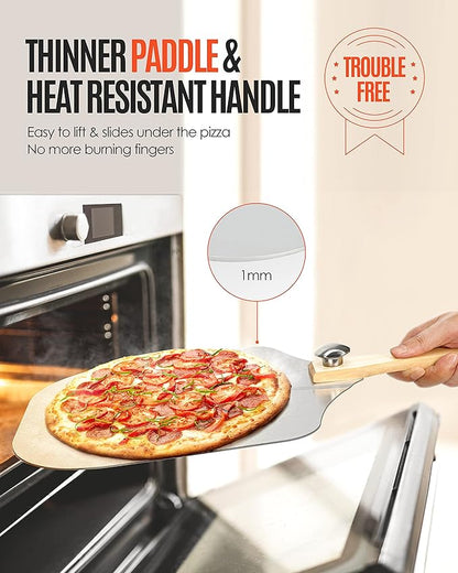Pizza Peel Aluminum Pizza Spatula, Mooues 12 inch Metal Pizza Paddlewith Rocker - Image 2