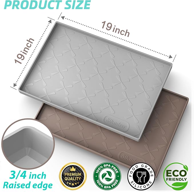 SIKADEER 19" x 19" Under Sink Mat Waterproof, Silicone Mat Kitchen Drawer Shelf - Image 3