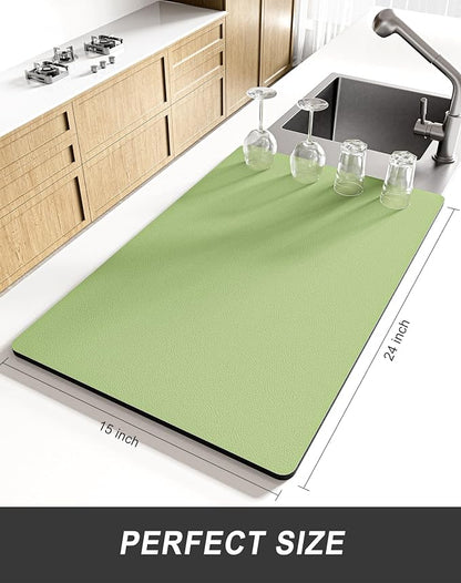 Rnivvi Dish Drying Mat for Kitchen Counter, XL 15 x 24" Super Absorbent Drainer - Image 2