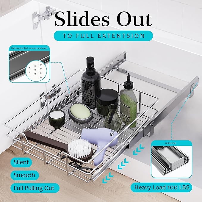 Pull Out Cabinet Organizer 15" W X 22" D, Slide Out Drawers - Image 3